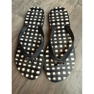 COACH Silver Bow Black White Flip Flops Sandal Shoe Size 8